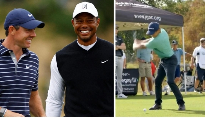 Tiger Woods reveals why he has asked his son Charlie to swing exactly like Rory McIlroy,