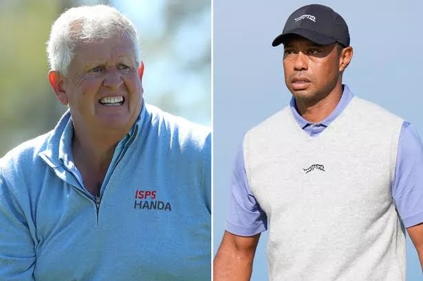 Colin Montgomerie walks back with his tail between his legs after Tiger Woods’ response