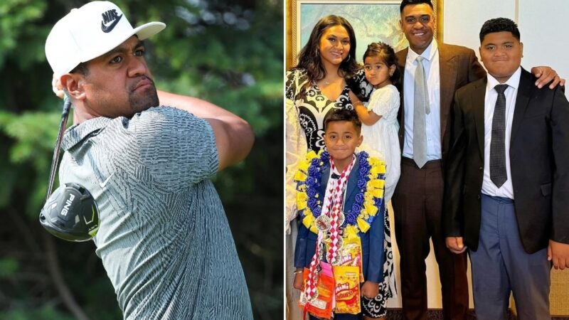 Golf star Tony Finau confronted by protesters demanding $42m PGA Tour player ‘pay his debts’