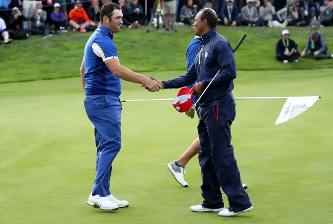 Jon Rahm ‘saw his heroes in heaven’ before having to apologise to Tiger Woods for beating him at Olympic golf venue