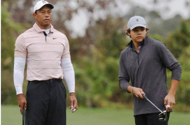 Tiger Woods gives son Charlie some tough news about the Masters.