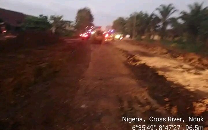 Work currently ongoing in the damage portions of the road in Cross River State.