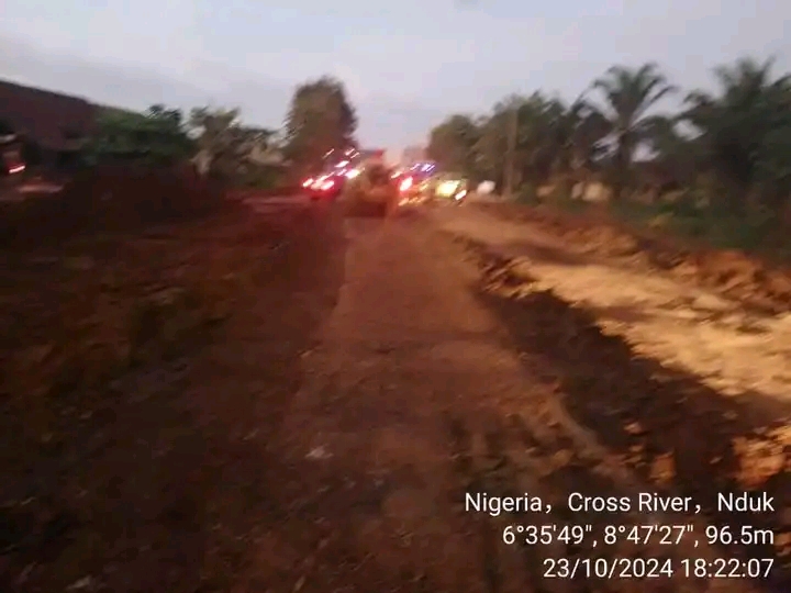 Work currently ongoing in the damage portions of the road in Cross River State.