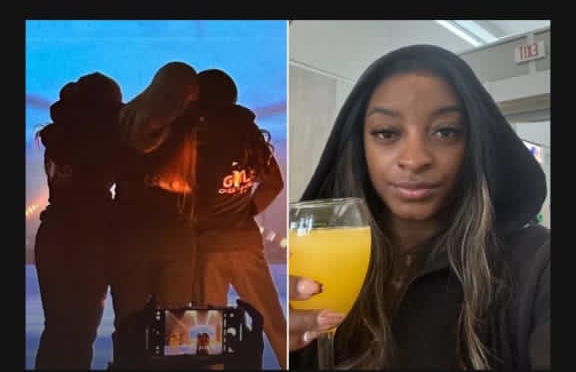 Simone Biles gets relatably emotional over Mimosa at the airport as Gold over  America tour ends.