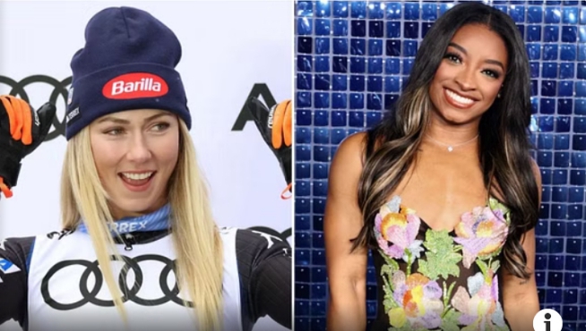 Mikaela Shiffrin reacts as Simone Biles joins The Voice as an advisor alongside Snoop Dogg