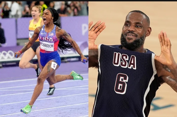 Olympic Champion Sha’Carri Richardson supports LeBron James’ final v France